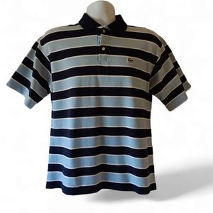 Lacoste men's light blue/navy striped short-sleeve golf polo shirt size 5